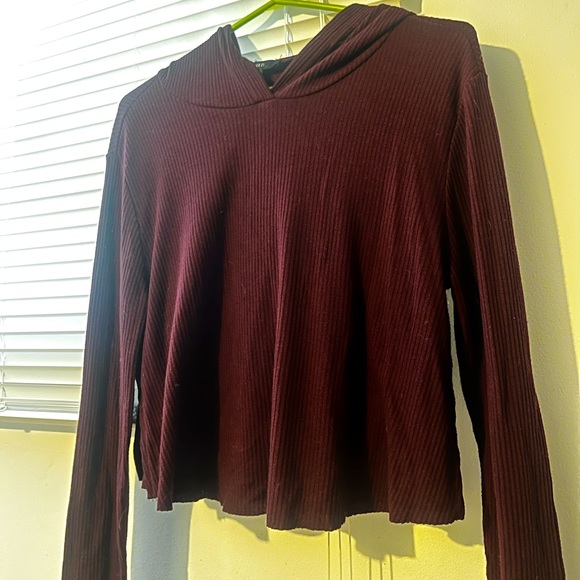Knit ribbed cropped fit hoodie/ pullover Forever 21 - Picture 3 of 6